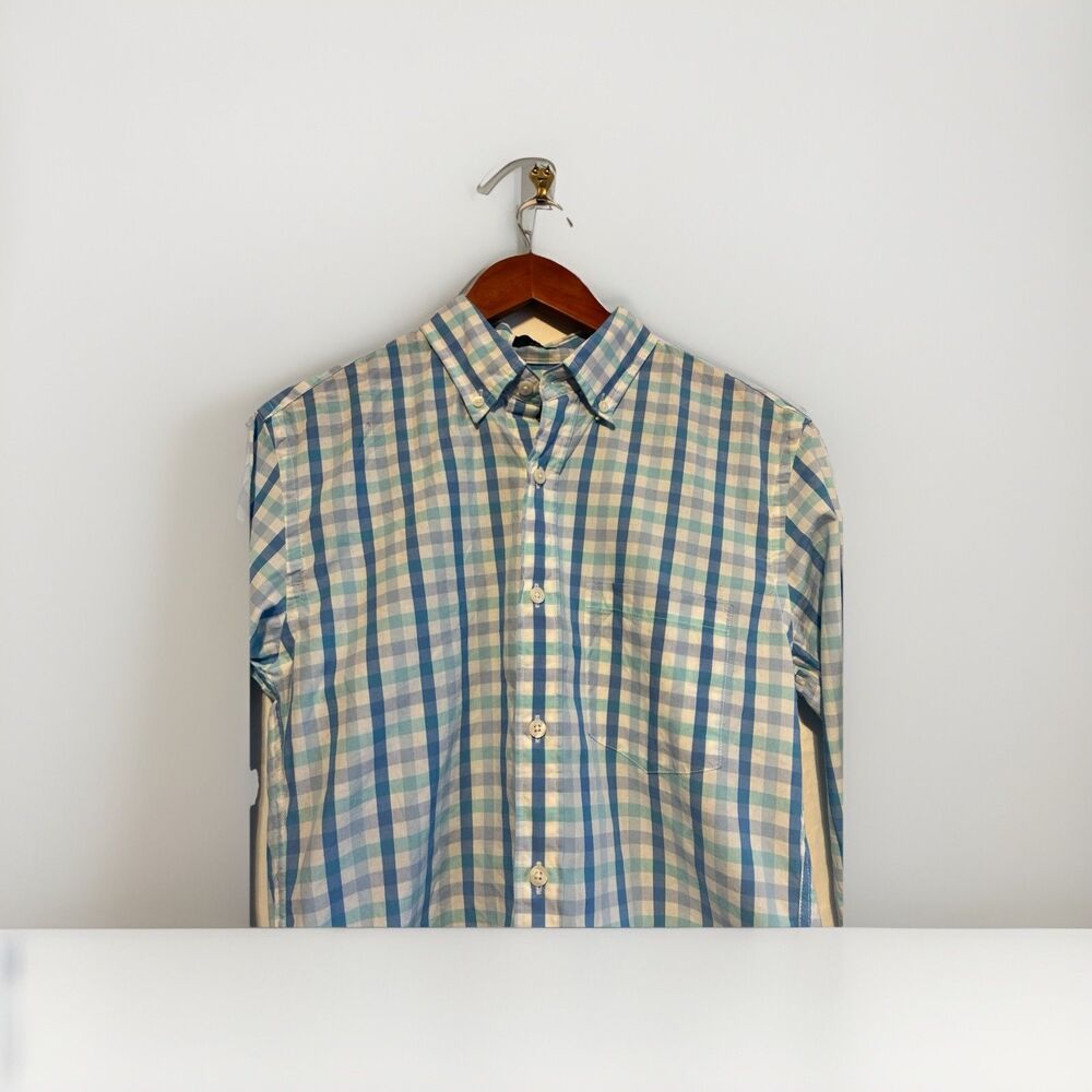 J.Crew Slim Fit Blue Plaid Button Down Shirt Mens Small Cotton Casual - Picture 4 of 9